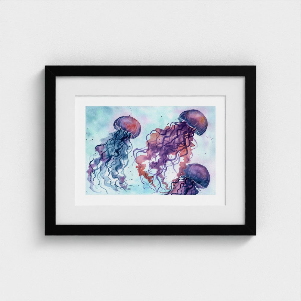 Drifting Jellyfish - Ocean-Inspired Watercolor Fine Art Print