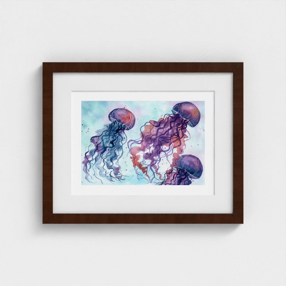 Drifting Jellyfish - Ocean-Inspired Watercolor Fine Art Print