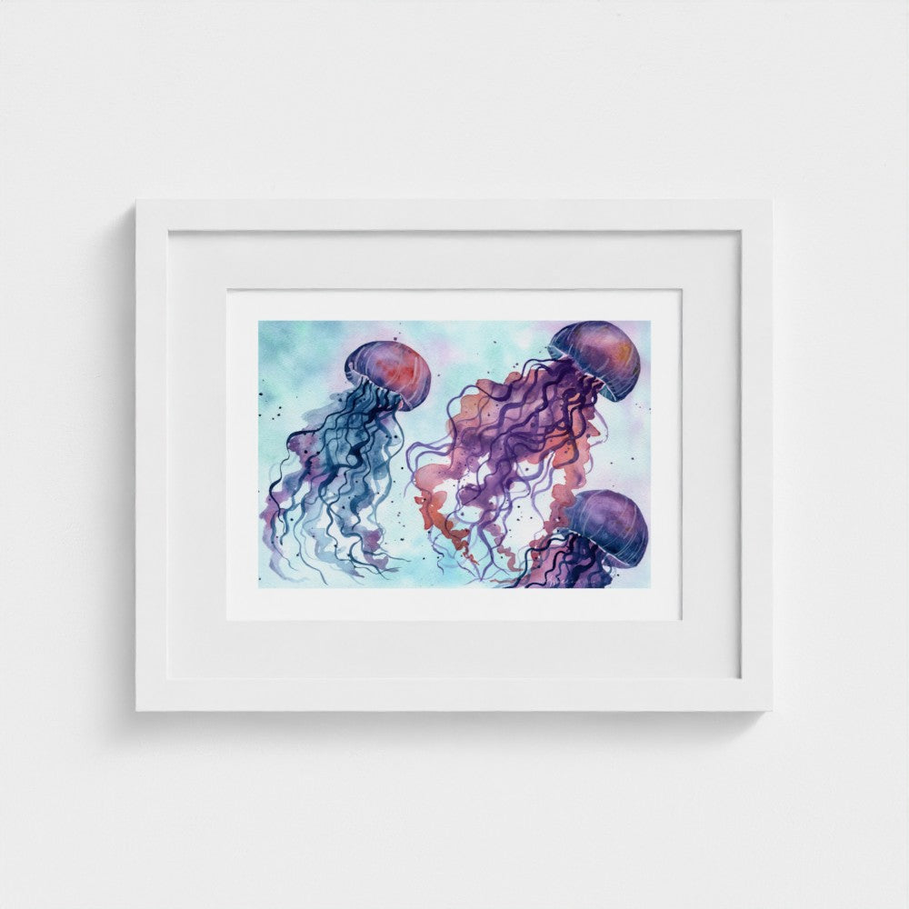 Drifting Jellyfish - Ocean-Inspired Watercolor Fine Art Print
