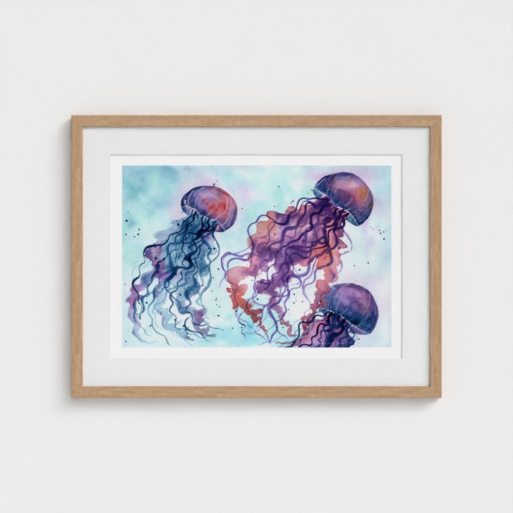 Drifting Jellyfish - Ocean-Inspired Watercolor Fine Art Print