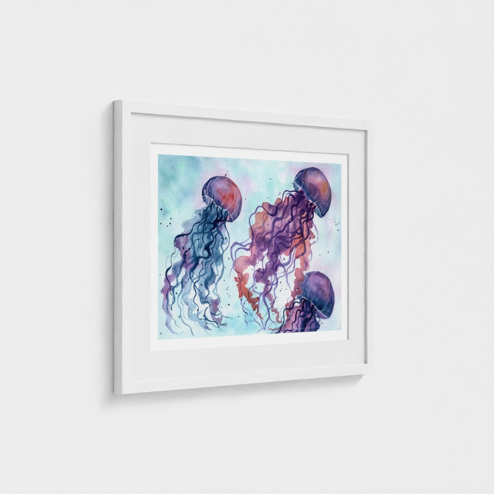 Drifting Jellyfish - Ocean-Inspired Watercolor Fine Art Print