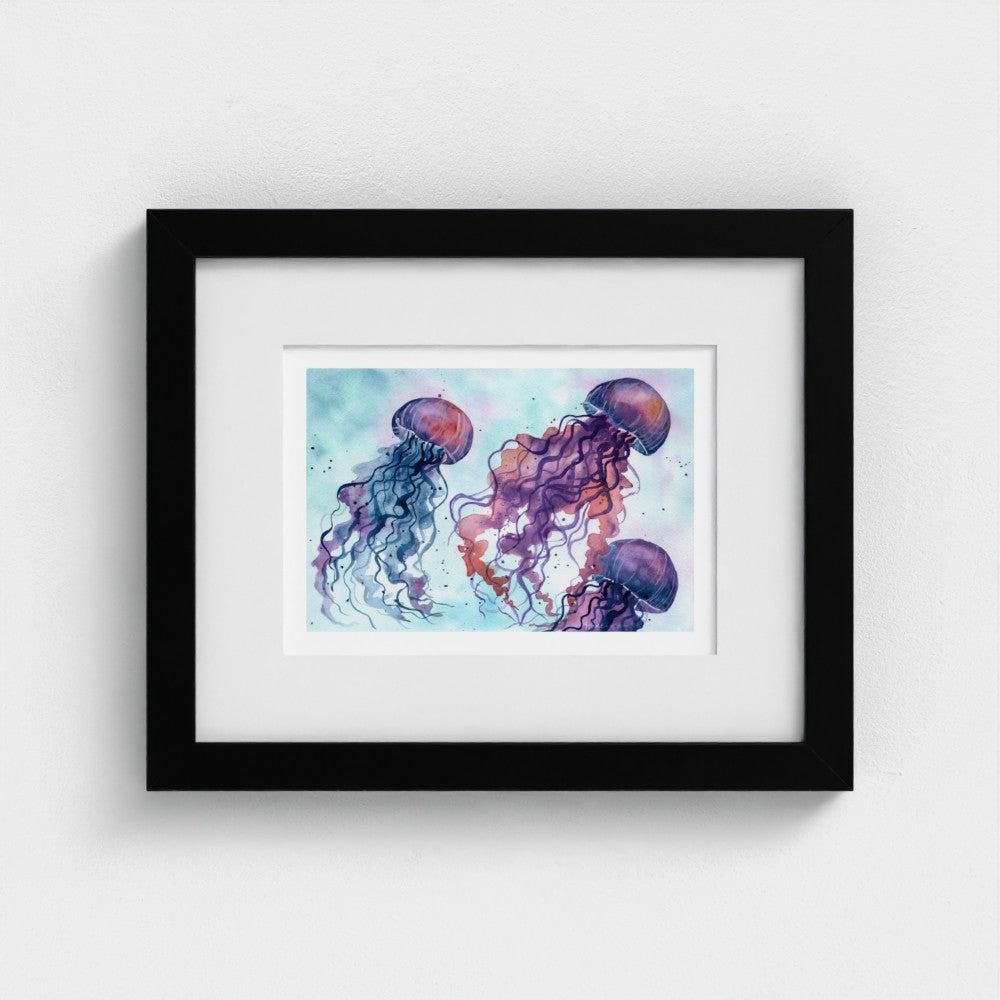 Drifting Jellyfish - Ocean-Inspired Watercolor Fine Art Print