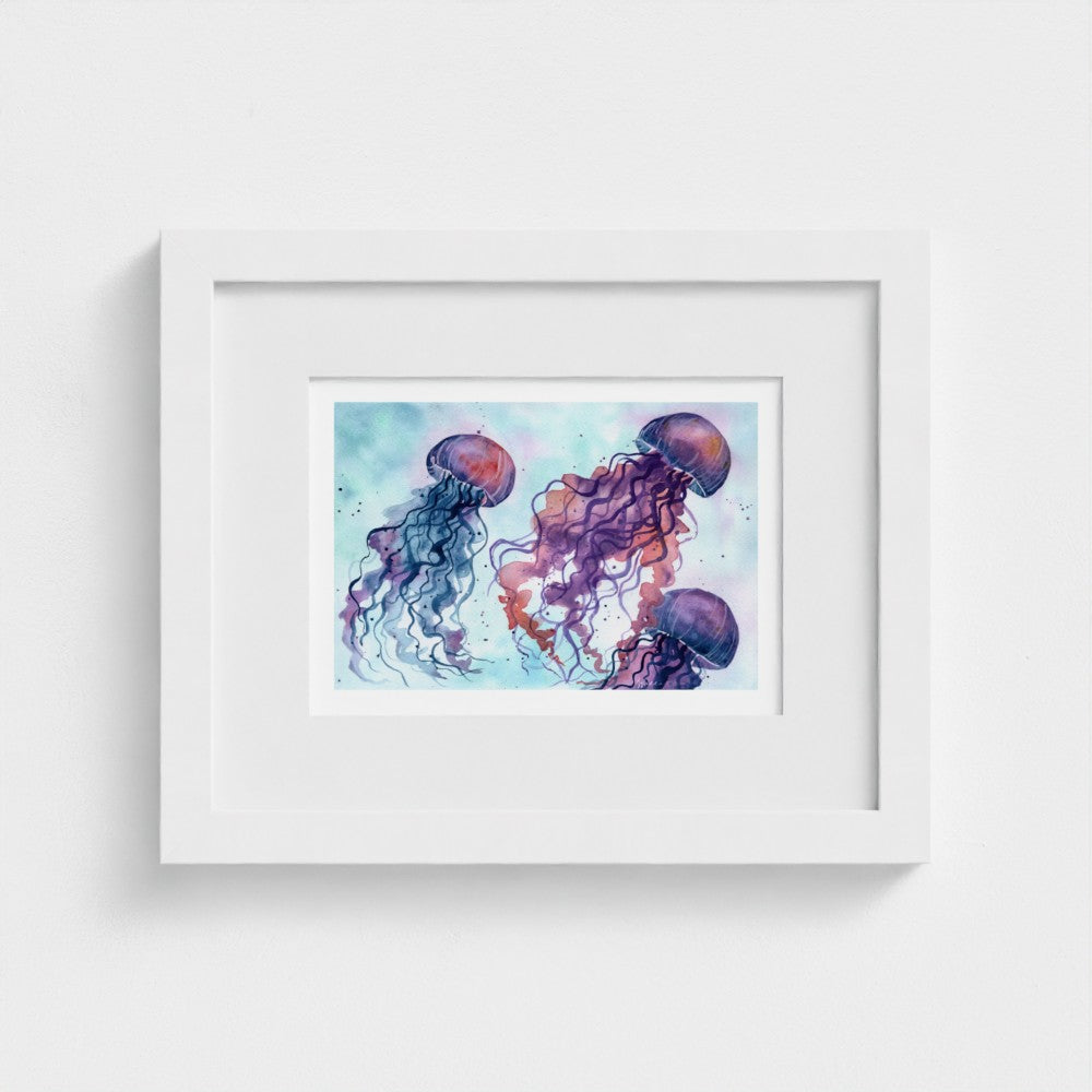 Drifting Jellyfish - Ocean-Inspired Watercolor Fine Art Print