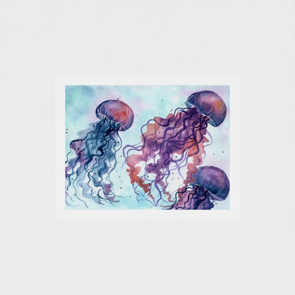 Drifting Jellyfish - Ocean-Inspired Watercolor Fine Art Print