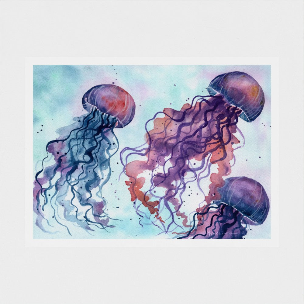Drifting Jellyfish - Ocean-Inspired Watercolor Fine Art Print